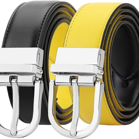 Reversible Belt Genuine Leather Fashion Belt With Single Prong Buckle For Women - Picture 1 of 5